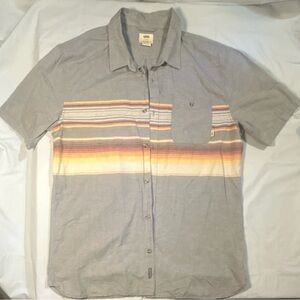 VANS Men's XL Striped Button-Up Shirt Blue Tailored Fit Short Sleeve Casual